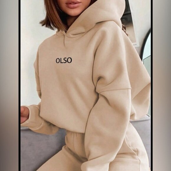 OLSO Cropped Hoodie - Beige - Size L - Picture 1 of 11